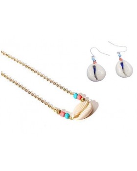 Cowrie Shell Necklace with Earrings